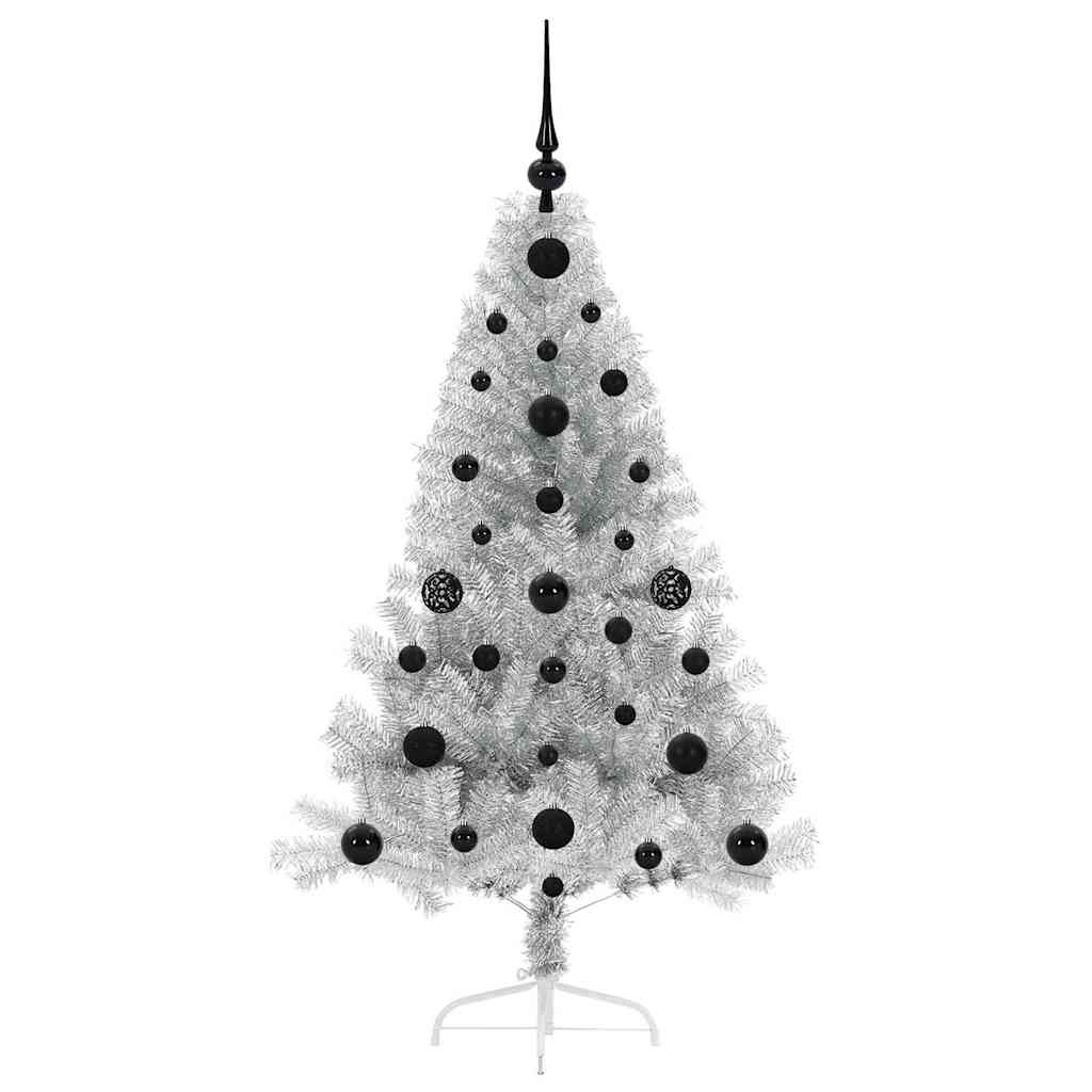 Artificial Pre-lit Christmas Tree Silver 120 cm PET