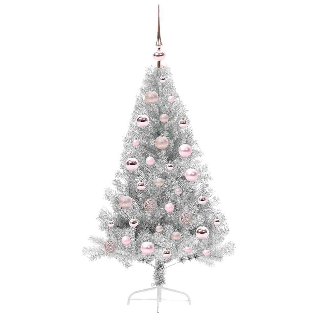Artificial Pre-lit Christmas Tree Silver 120 cm PET