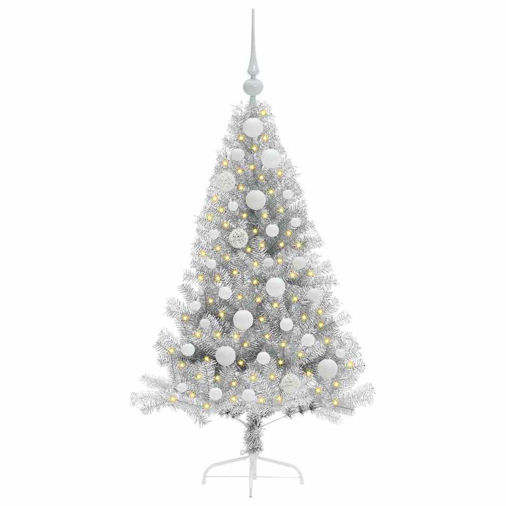Artificial Pre-lit Christmas Tree Silver 120 cm PET