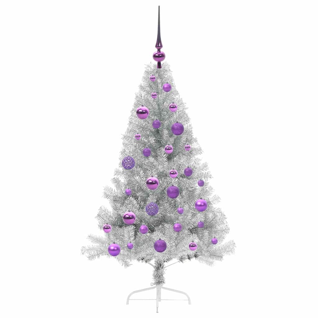 Artificial Pre-lit Christmas Tree Silver 120 cm PET