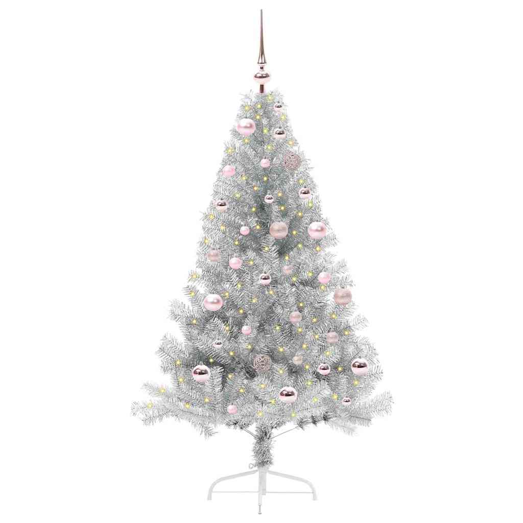 Artificial Pre-lit Christmas Tree Silver 150 cm PET