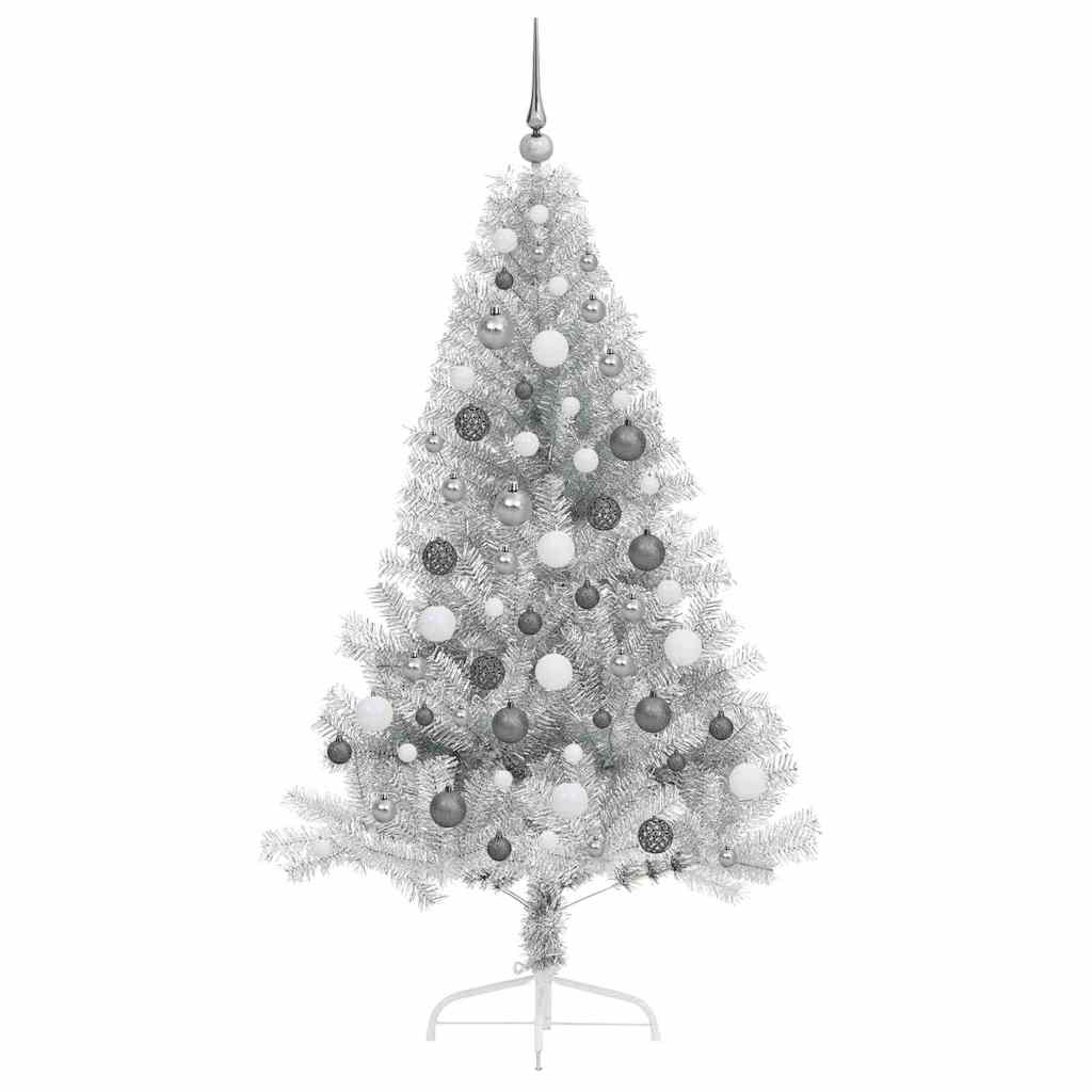 Artificial Pre-lit Christmas Tree Silver 180 cm PET
