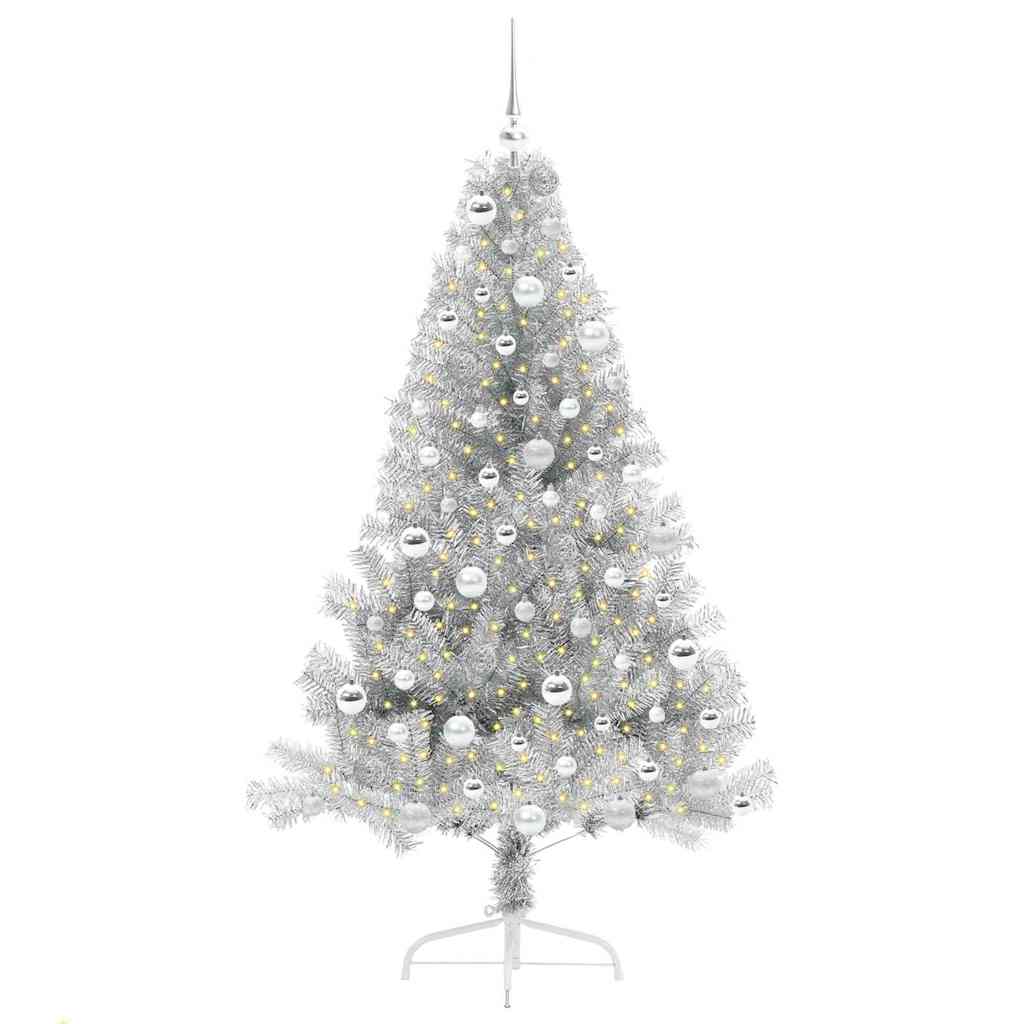 Artificial Pre-lit Christmas Tree Silver 180 cm PET