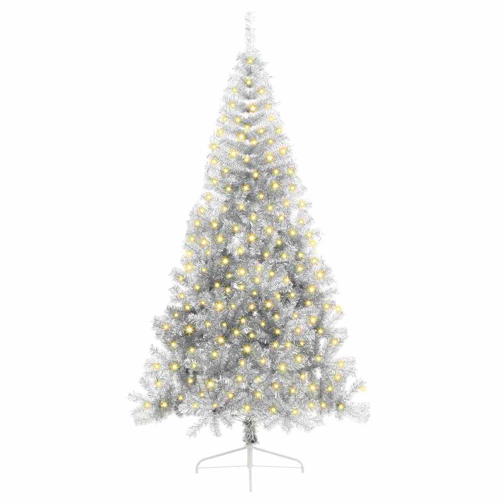 Artificial Pre-lit Christmas Tree Silver 210 cm PET