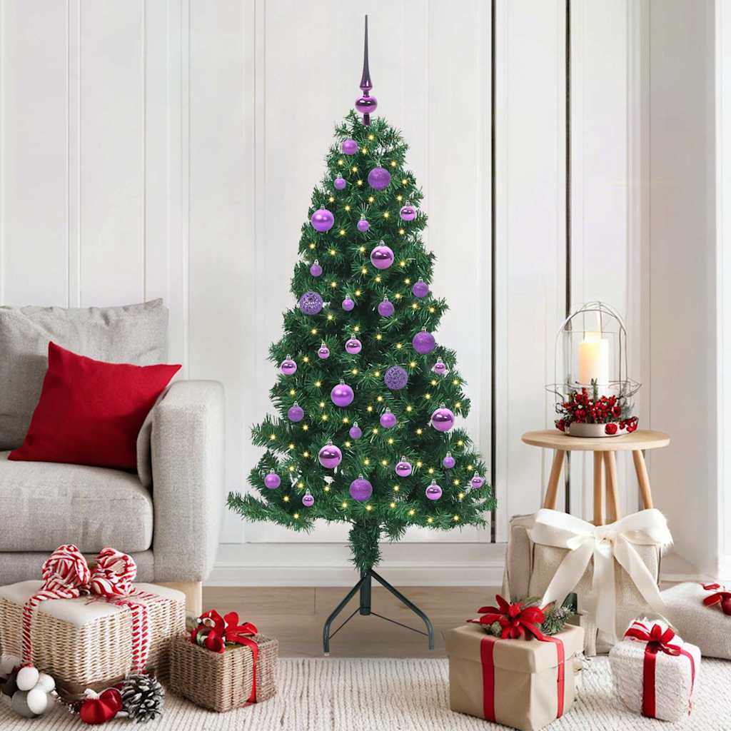 Corner Artificial Christmas Tree Green 150 cm PVC and Metal