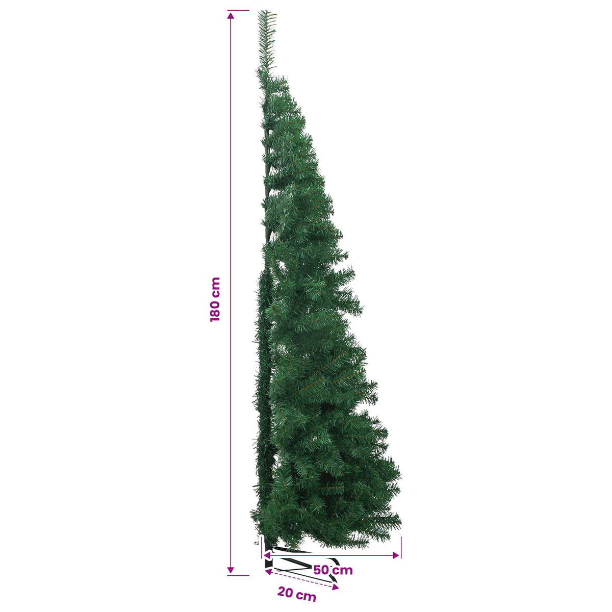 Corner Artificial Christmas Tree Green 180 cm PVC and Metal