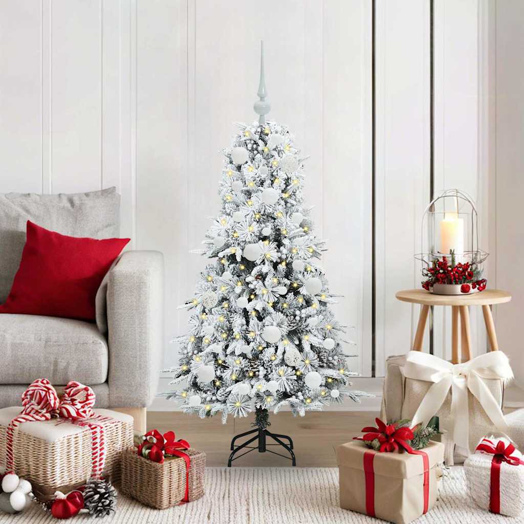Artificial Hinged Christmas Tree White 120 cm PE and PVC