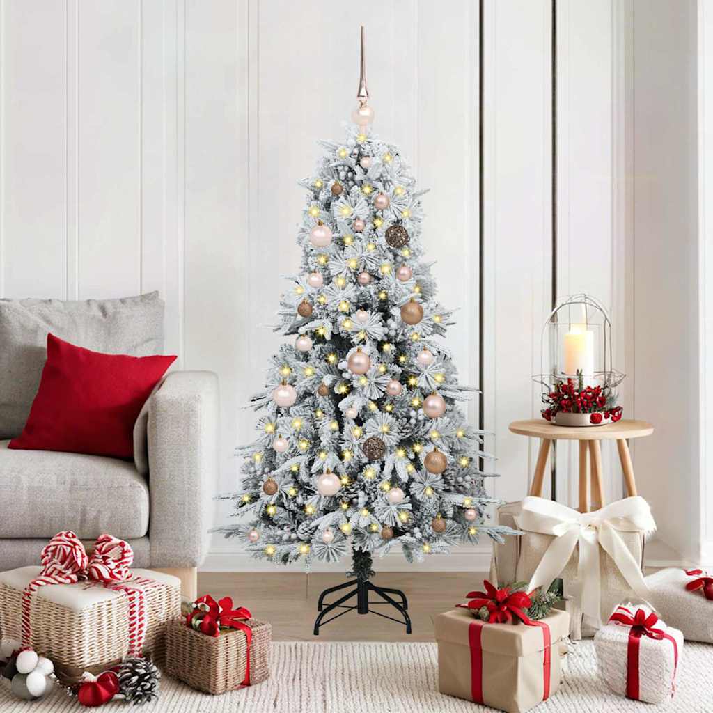 Artificial Hinged Christmas Tree White 150 cm PE and PVC