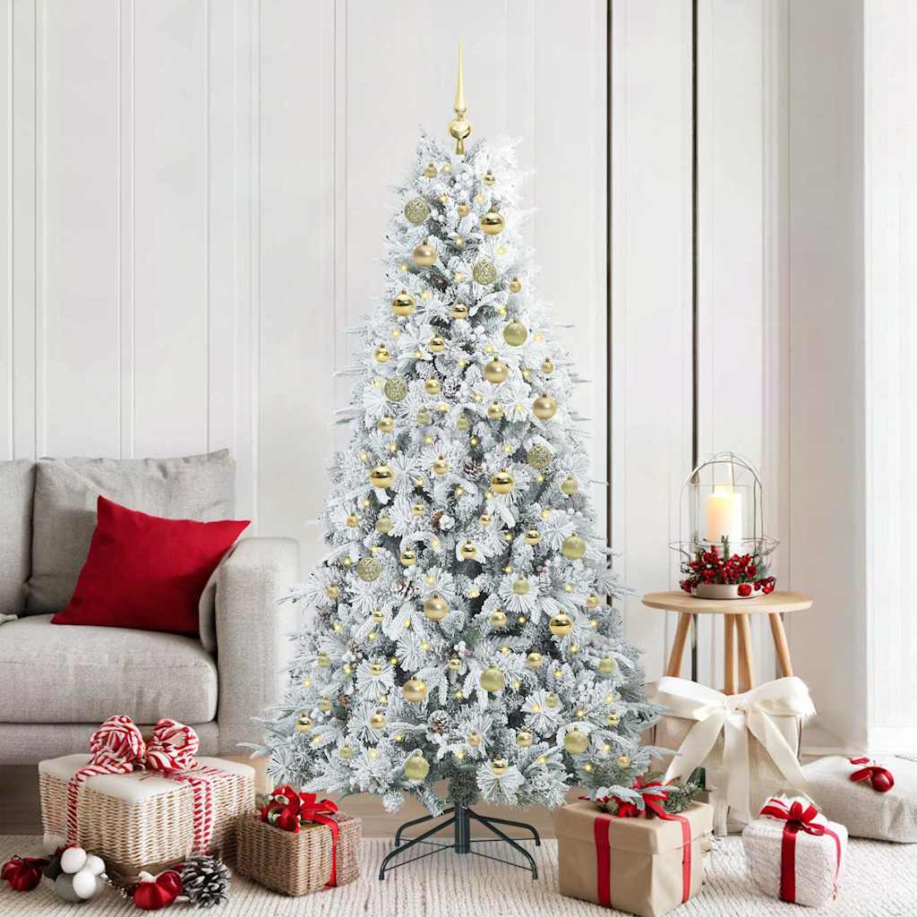 Artificial Hinged Christmas Tree Green and white 180 cm