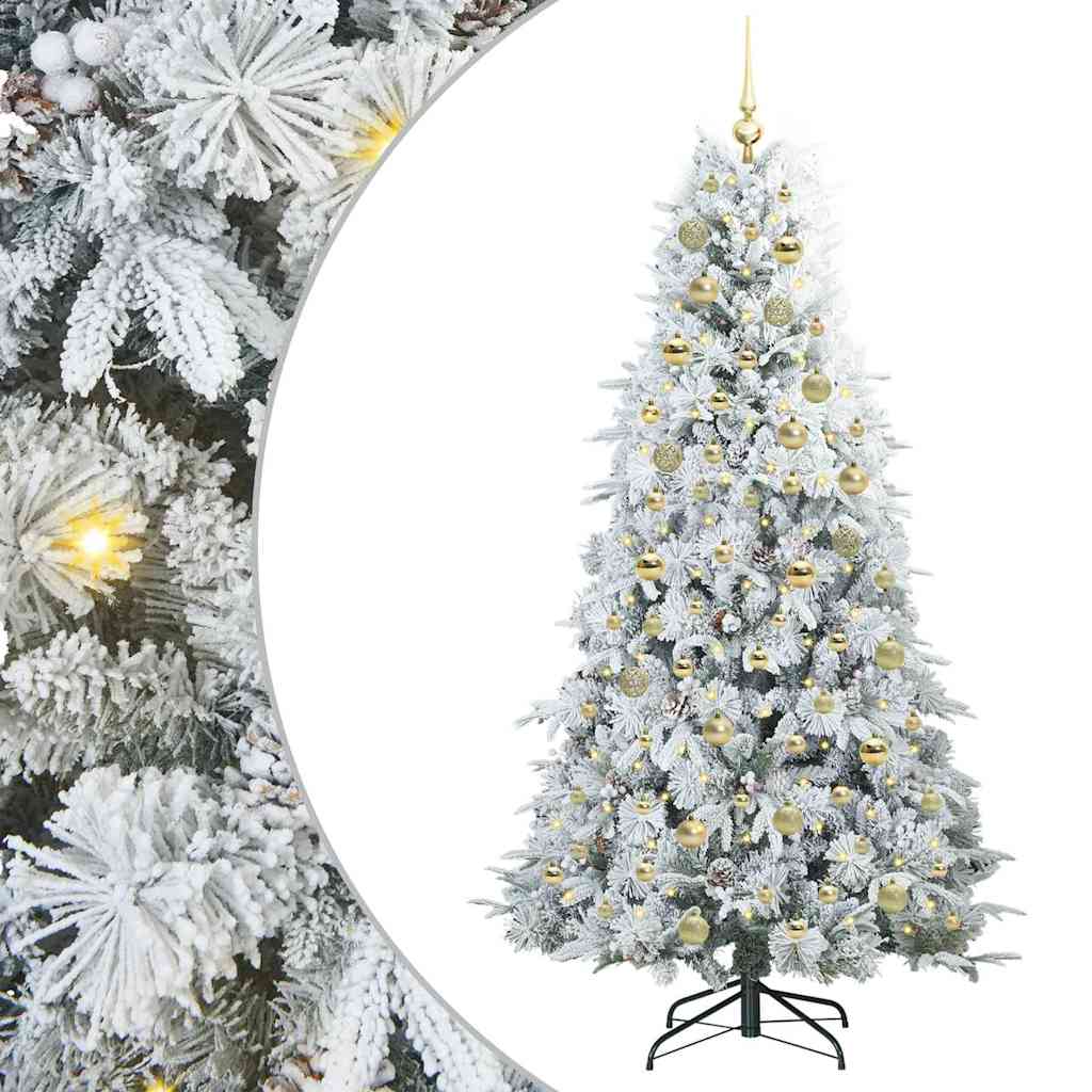 Artificial Hinged Christmas Tree Green and white 180 cm