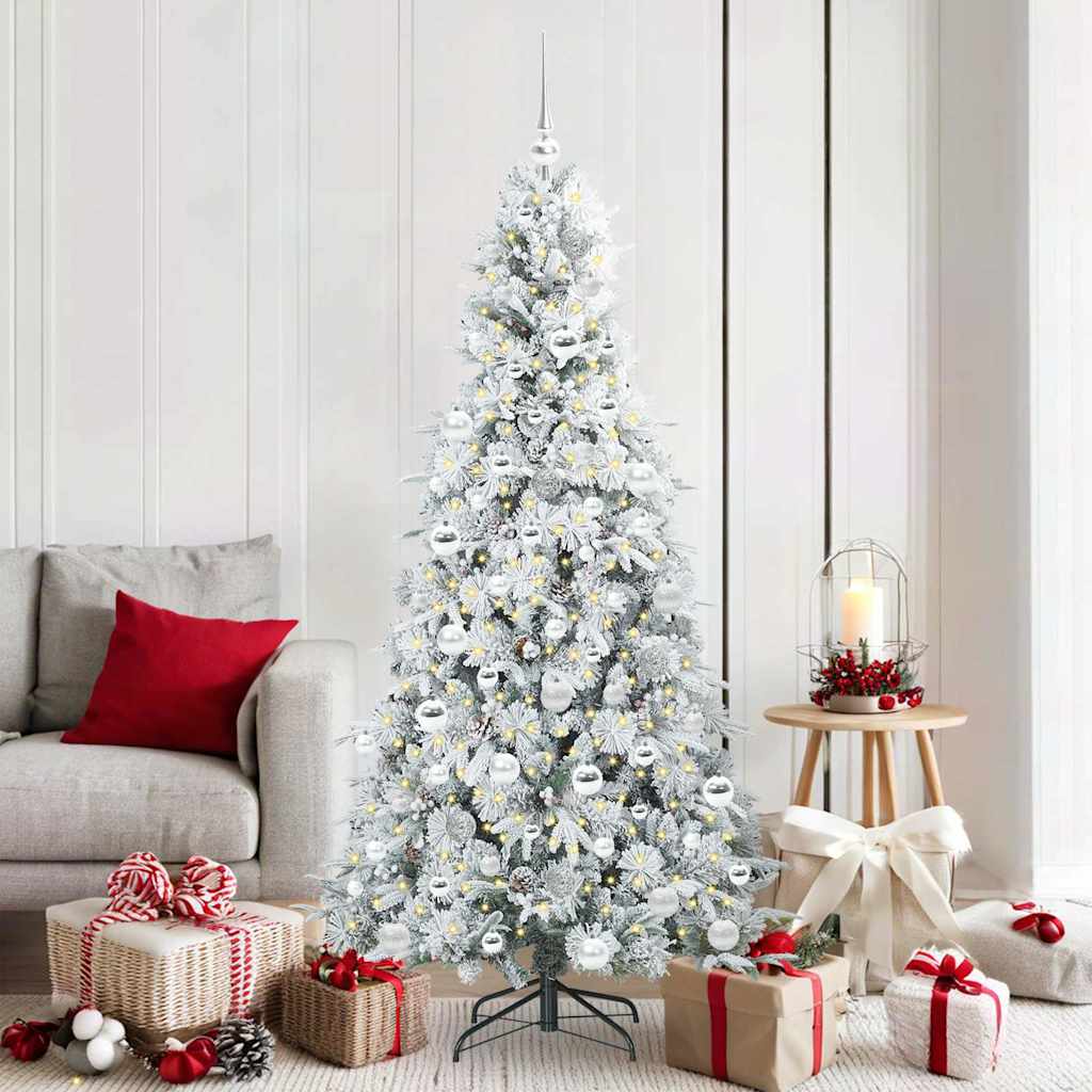 Artificial Hinged Christmas Tree Green and white 180 cm