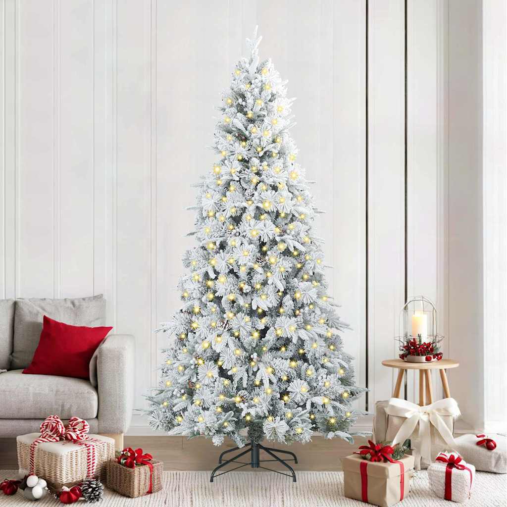 Artificial Hinged Christmas Tree White 240 cm PE and PVC