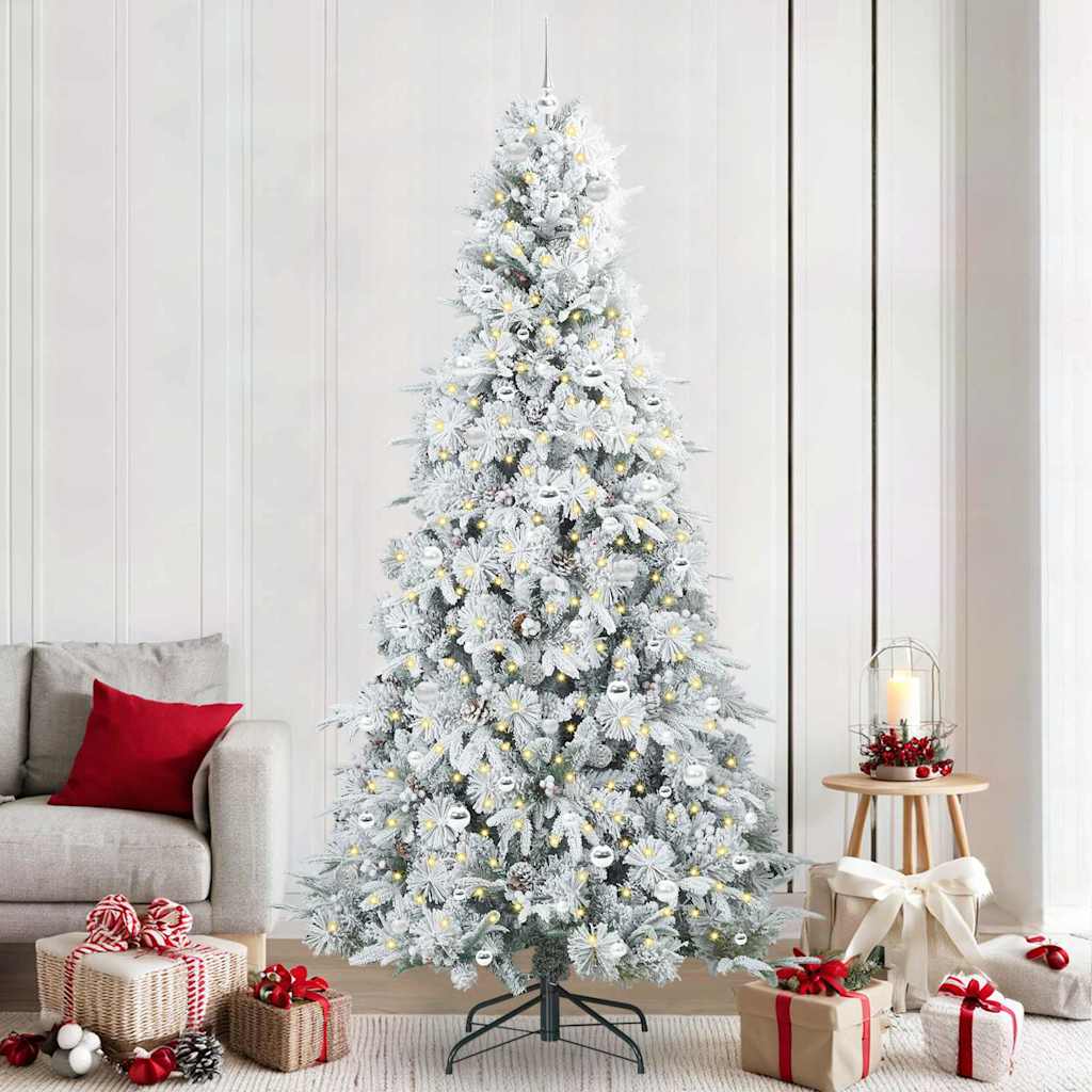 Artificial Hinged Christmas Tree Green and white 240 cm