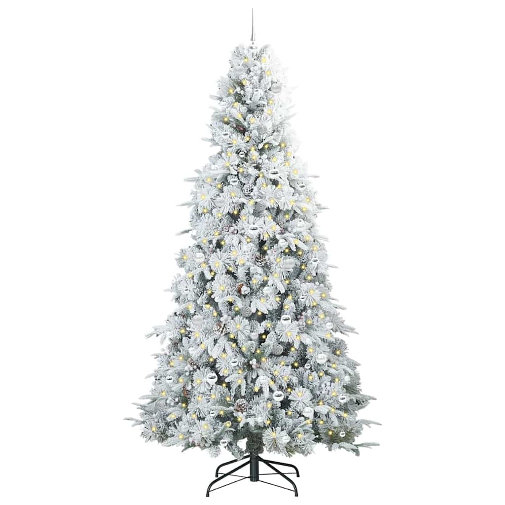 Artificial Hinged Christmas Tree Green and white 240 cm