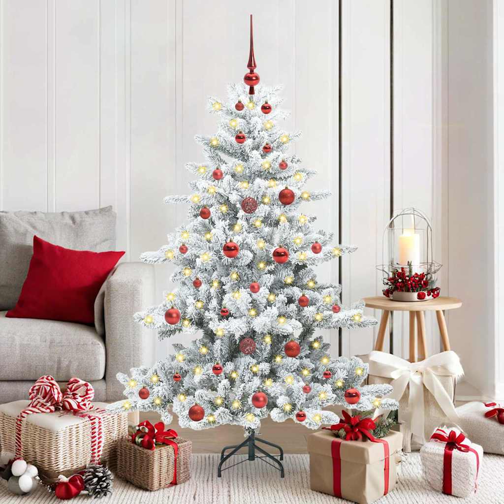 Artificial Hinged Christmas Tree White 150 cm PVC and Steel