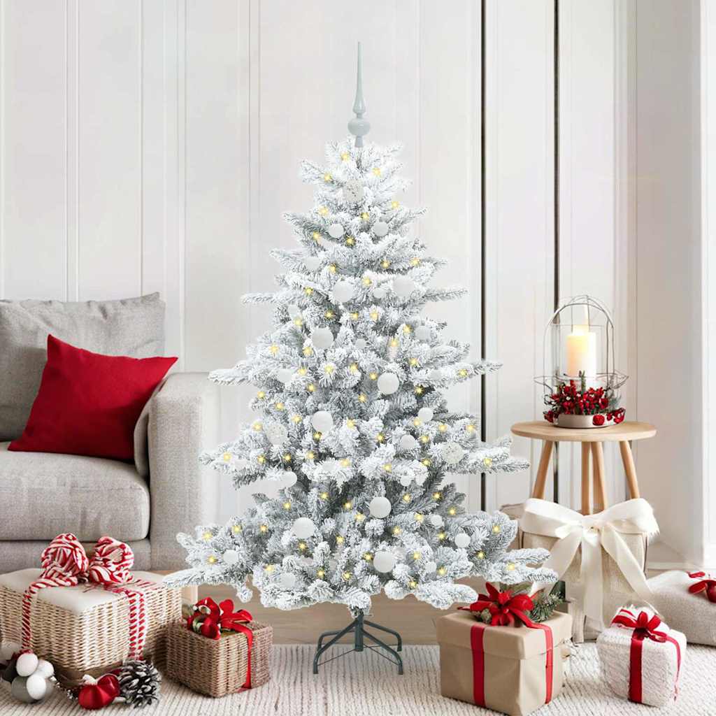 Artificial Hinged Christmas Tree White 150 cm PVC and Steel