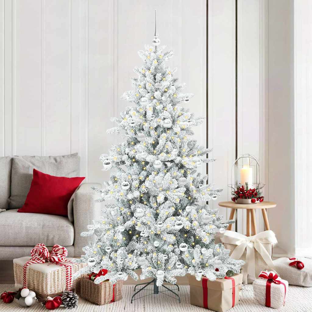 Artificial Hinged Christmas Tree White 180 cm PVC and Steel