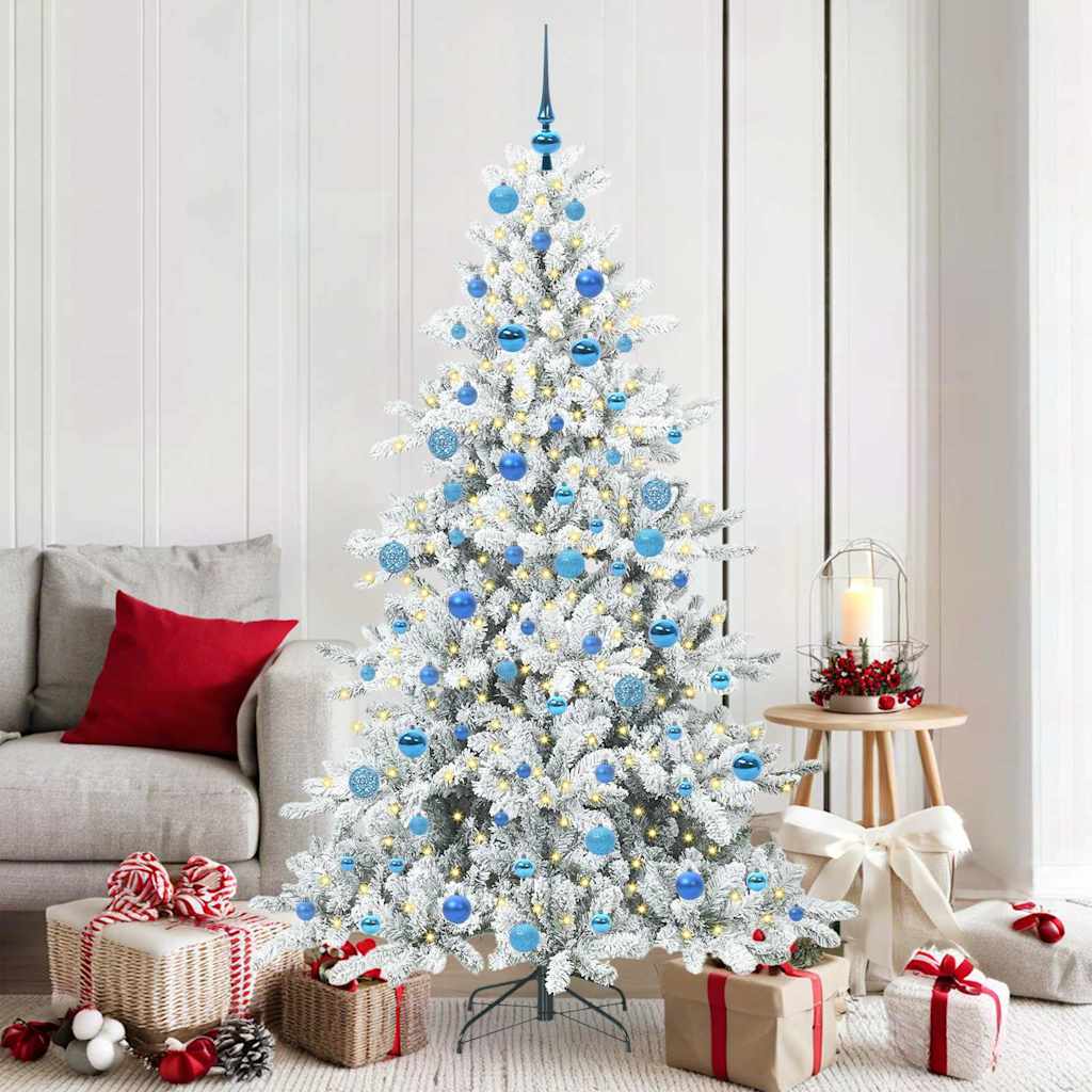 Artificial Hinged Christmas Tree White 180 cm PVC and Steel