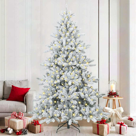 Artificial Hinged Christmas Tree White 210 cm PVC and Steel
