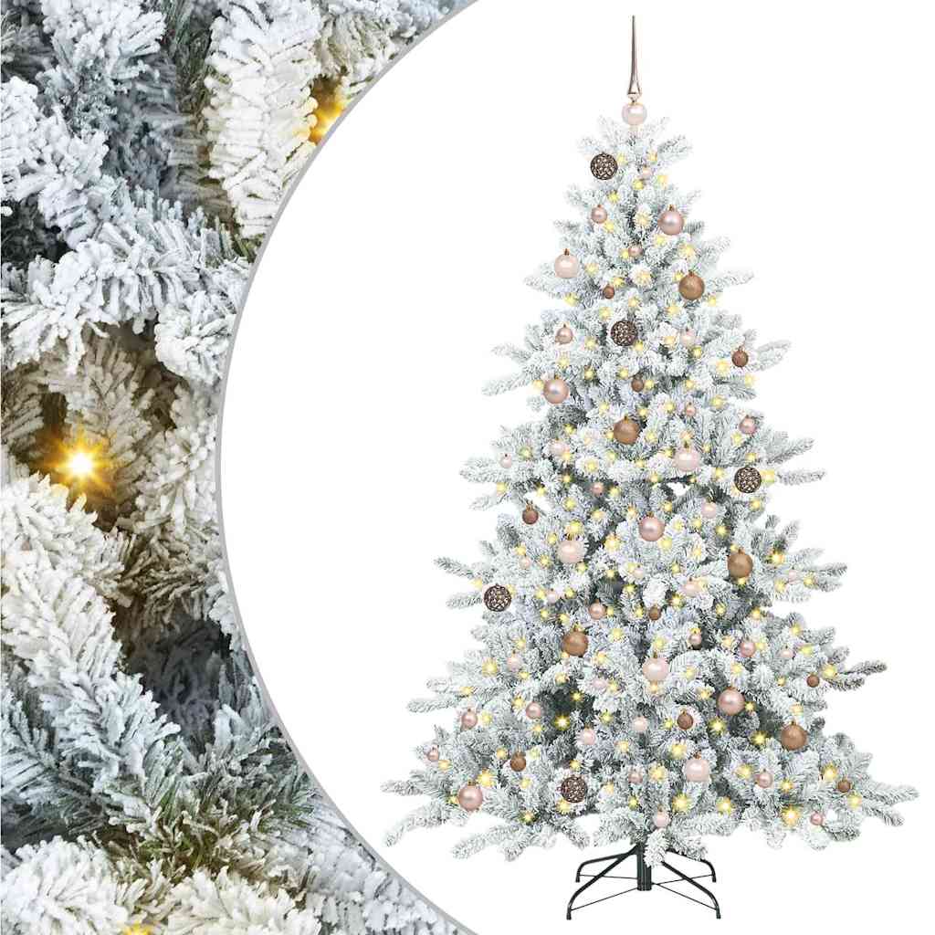 Artificial Hinged Christmas Tree White 210 cm PVC and Steel