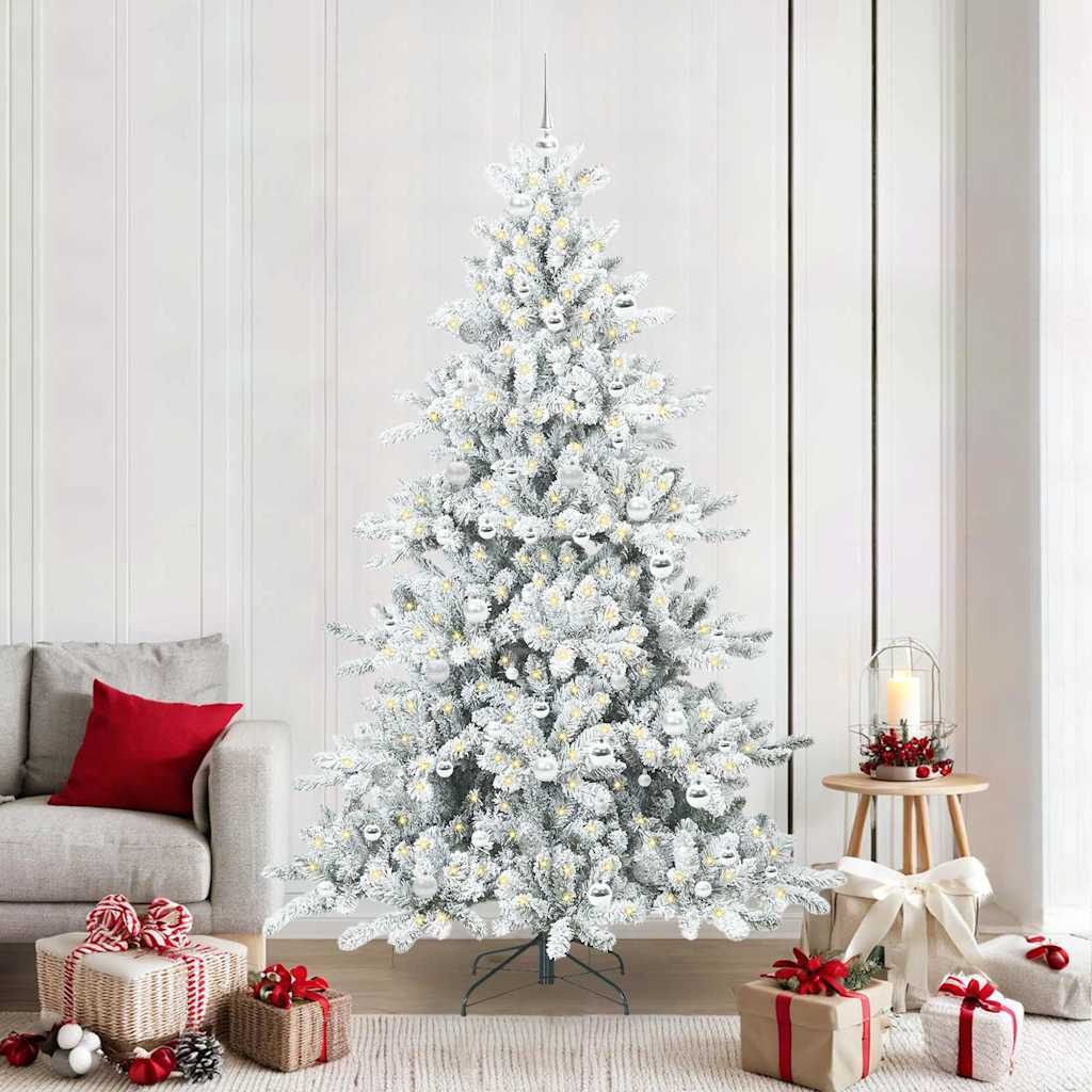 Artificial Hinged Christmas Tree White 210 cm PVC and Steel