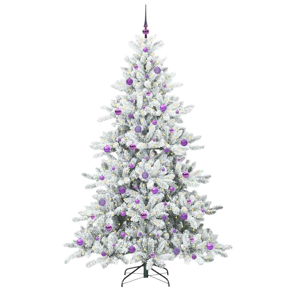 Artificial Hinged Christmas Tree White 210 cm PVC and Steel