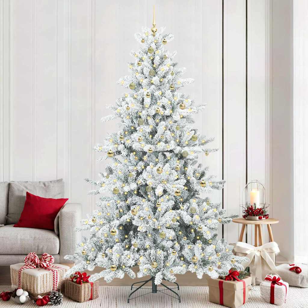 Artificial Hinged Christmas Tree White 240 cm PVC and Steel