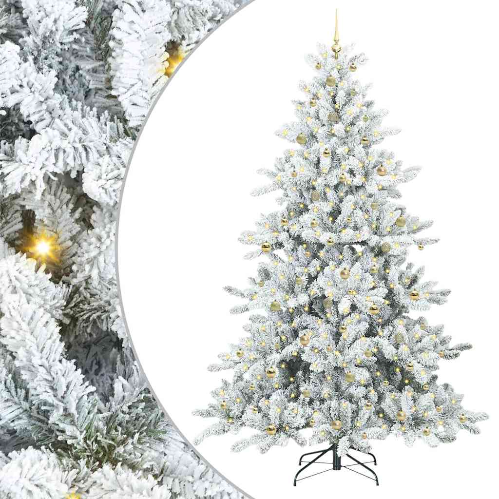 Artificial Hinged Christmas Tree White 240 cm PVC and Steel