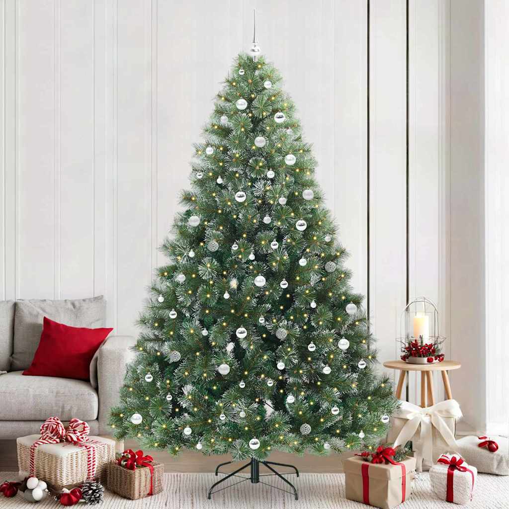 Artificial Hinged Christmas Tree Green and white 240 cm