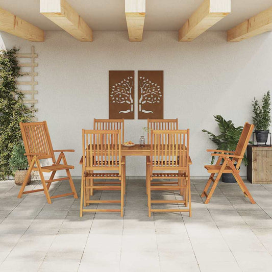 Garden Dining Set 7 pcs Natural Solid Acacia Wood