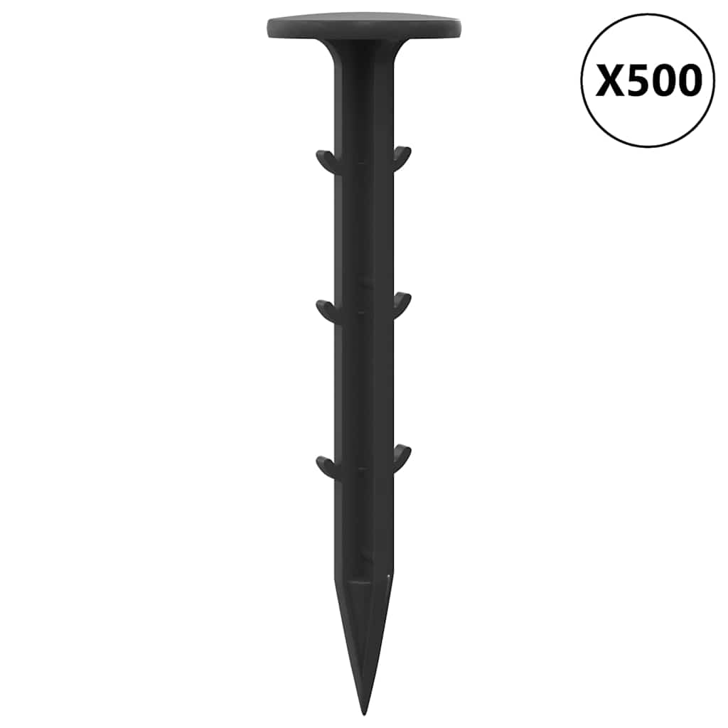 Ground Pegs 500 pcs Black Ø3 x 11 cm Plastic