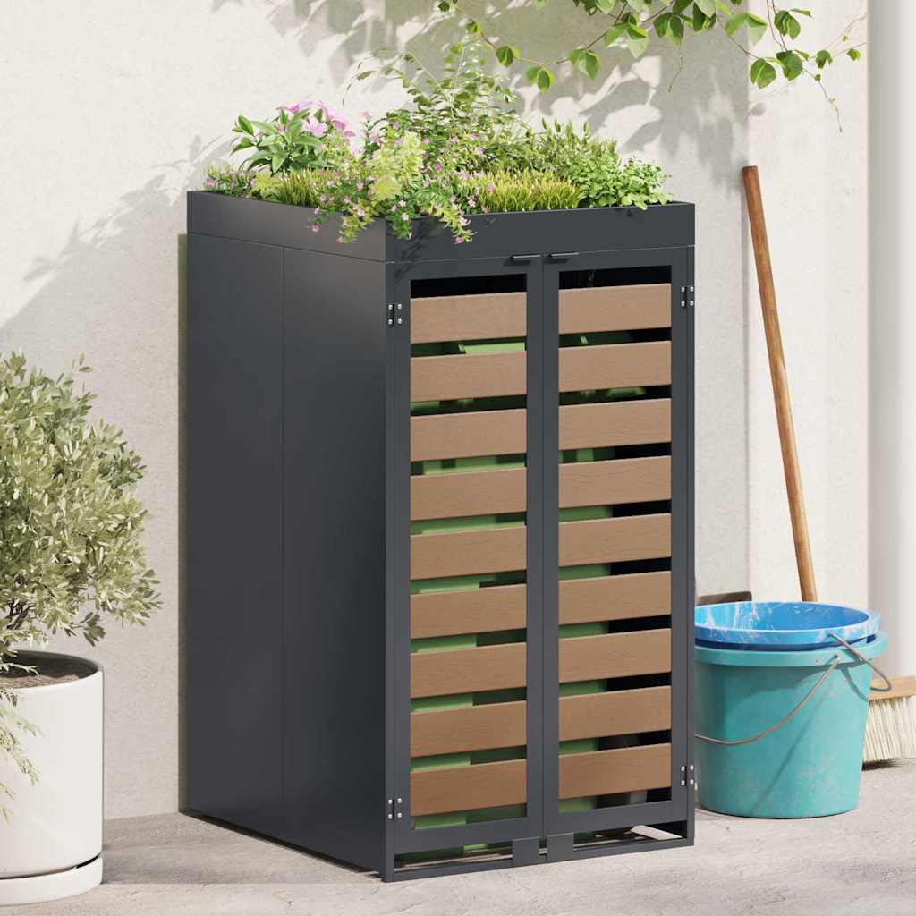 Wheelie Bin Storage with Planter Roof for 240L Bin Anthracite