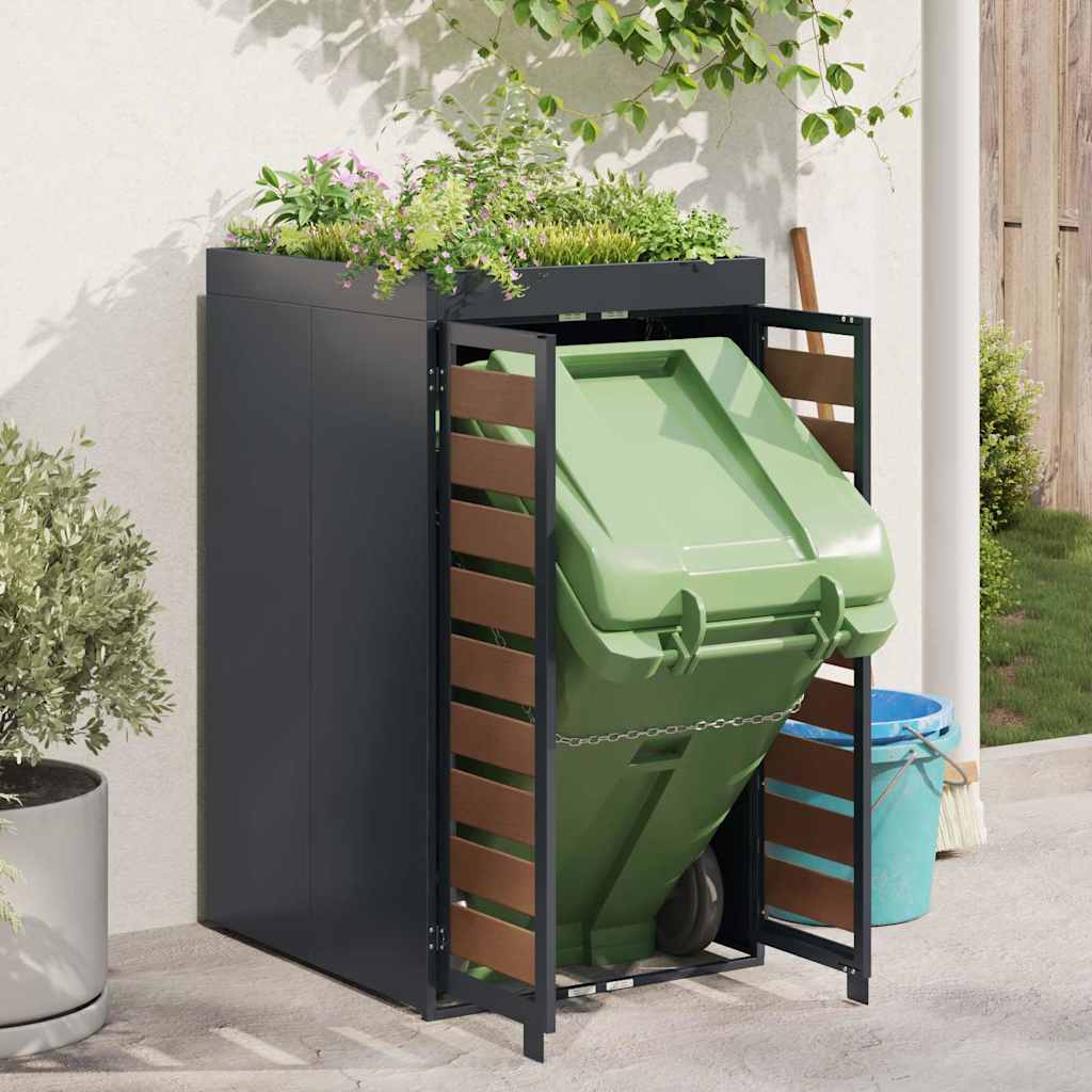 Wheelie Bin Storage with Planter Roof for 240L Bin Anthracite