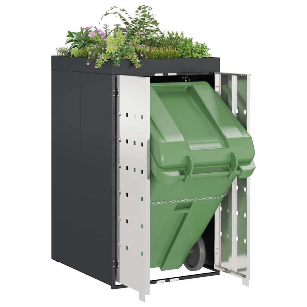 Wheelie Bin Storage with Planter Roof for 240L Bin Anthracite