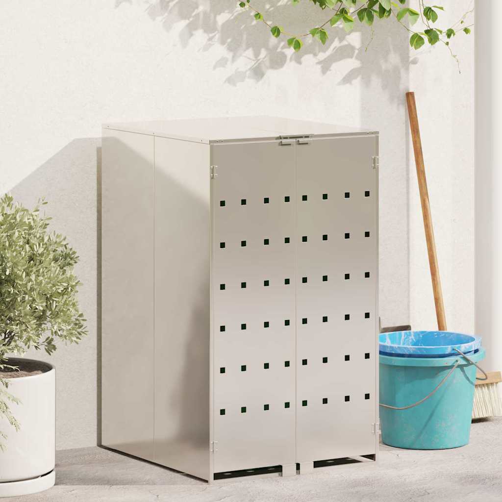 Wheelie Bin Storage with Gas Lift-up Lid for 240L Bin Silver