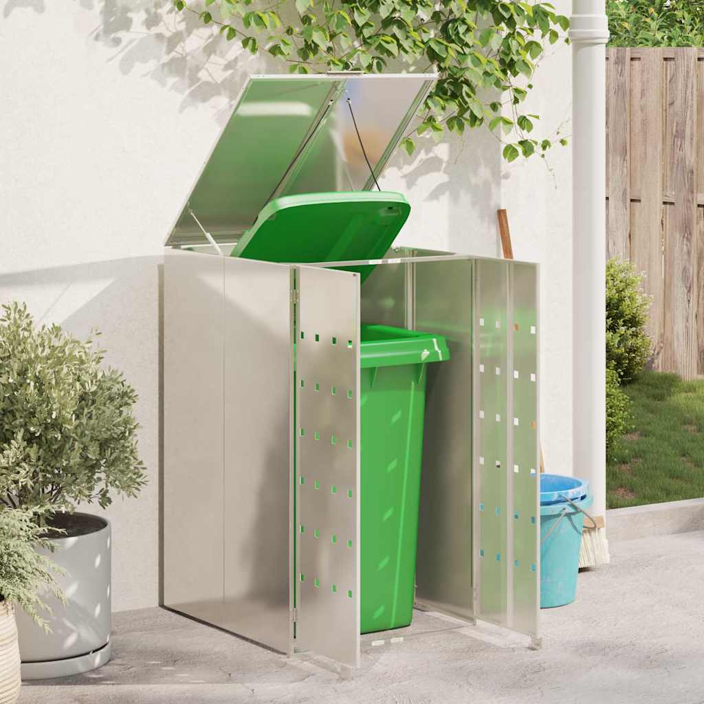 Wheelie Bin Storage with Gas Lift-up Lid for 240L Bin Silver