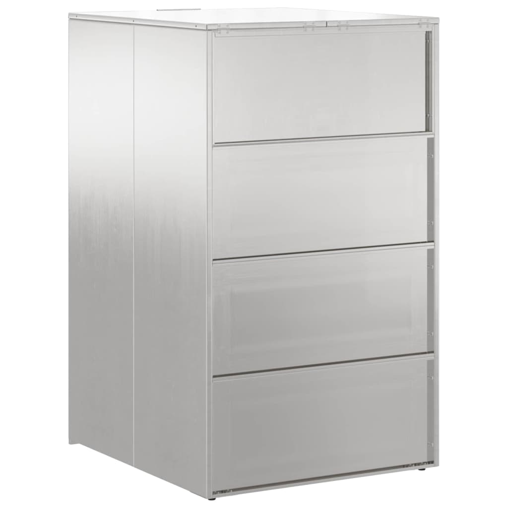 Wheelie Bin Storage with Gas Lift-up Lid for 240L Bin Silver