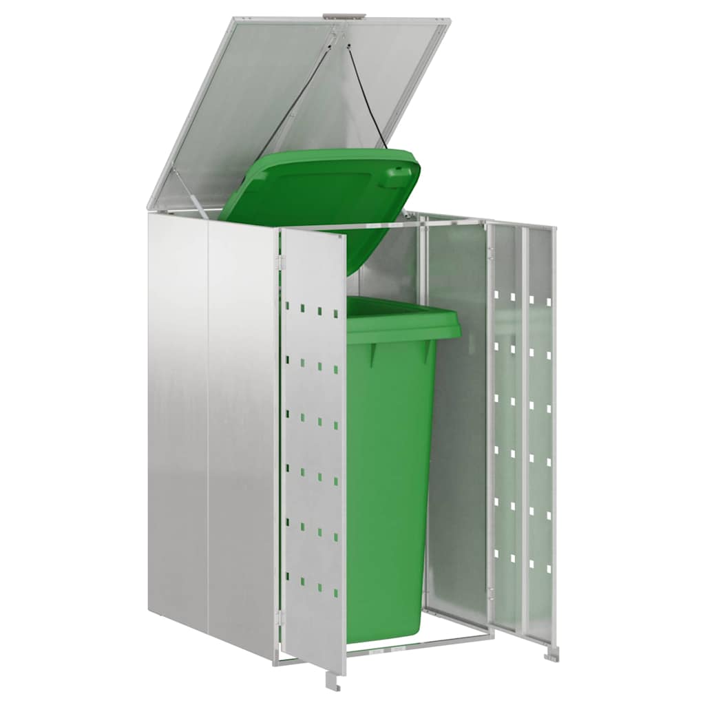 Wheelie Bin Storage with Gas Lift-up Lid for 240L Bin Silver