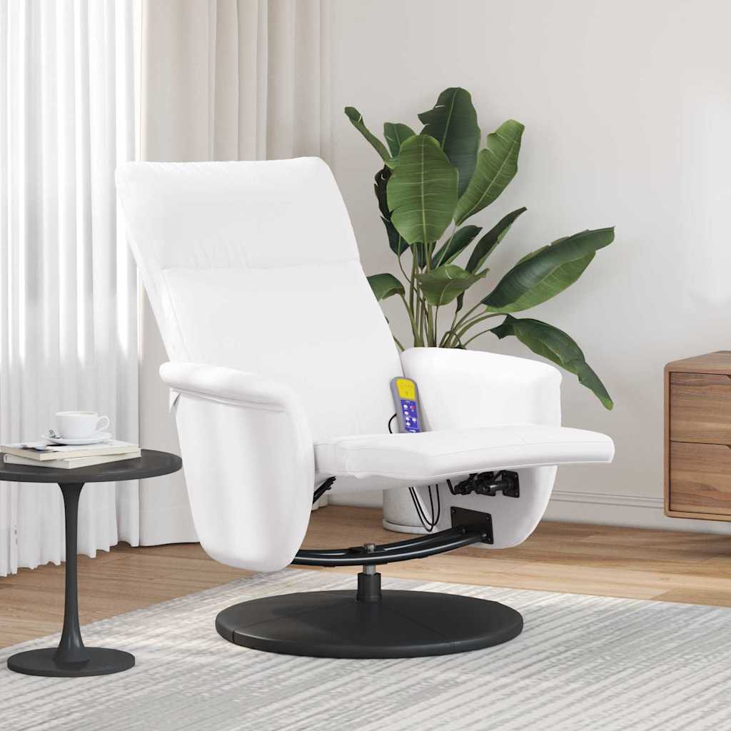 Massage Recliner Chair White 71 x 90 x 105 cm Faux Leather