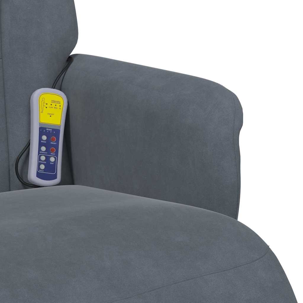Massage Recliner Chair Dark Grey 91 x 71 x 105 cm Velvet