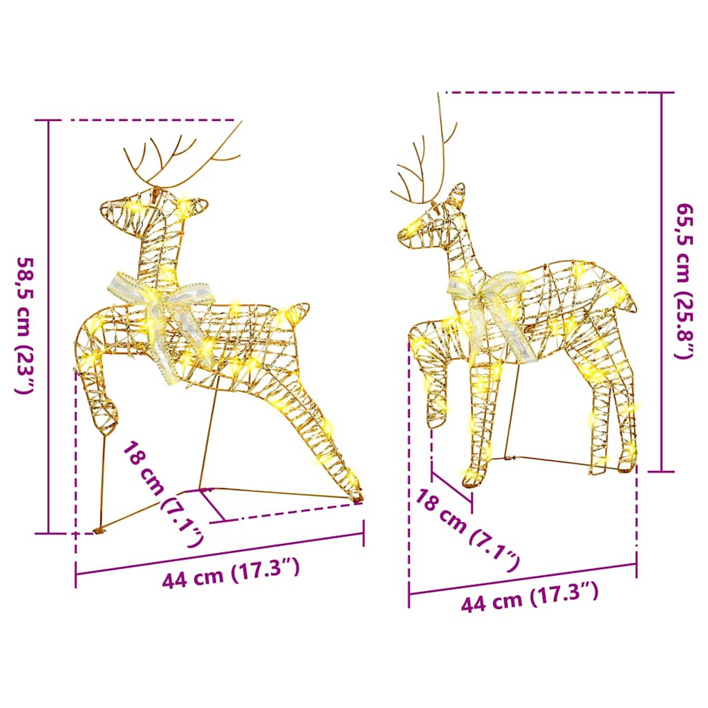 LED Reindeers with 80 LEDs 4 pcs Gold PET