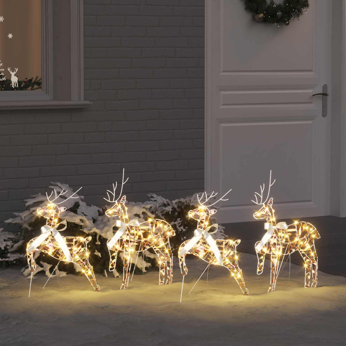 LED Reindeers 4 pcs 80 LEDs Multicoulur 44 x 18 x 65.5 cm PET