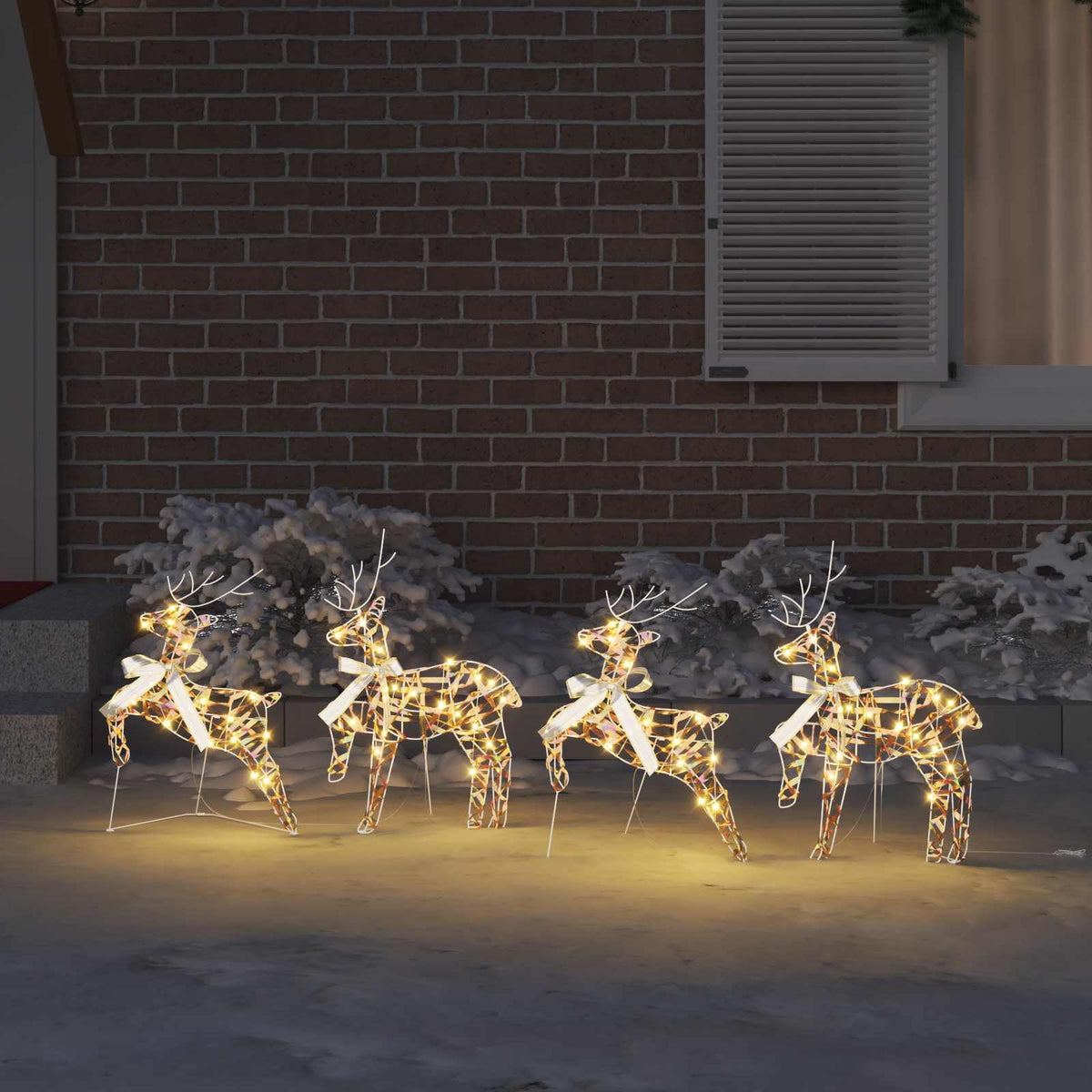 LED Reindeers 4 pcs 80 LEDs Multicoulur 44 x 18 x 65.5 cm PET