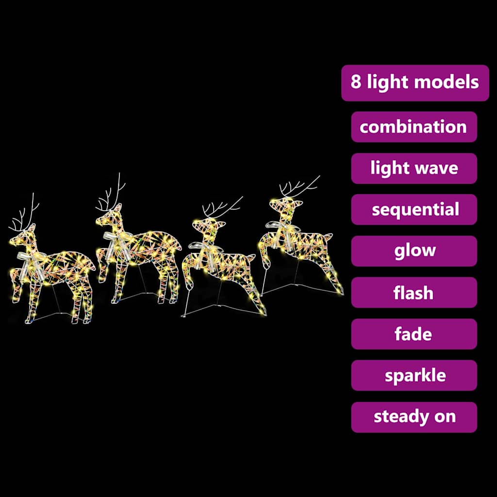 LED Reindeers 4 pcs 80 LEDs Multicoulur 44 x 18 x 65.5 cm PET