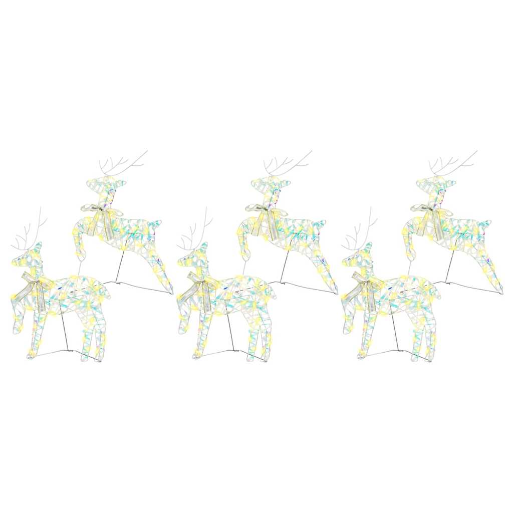 LED Reindeers 6 pcs 180 LEDs Multicoulur 44 x 18 x 65.5 cm PET
