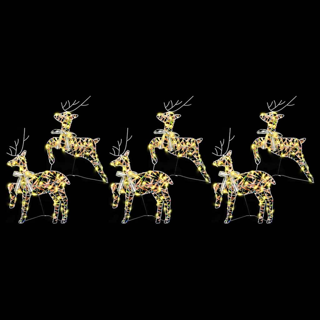 LED Reindeers 6 pcs 180 LEDs Multicoulur 44 x 18 x 65.5 cm PET