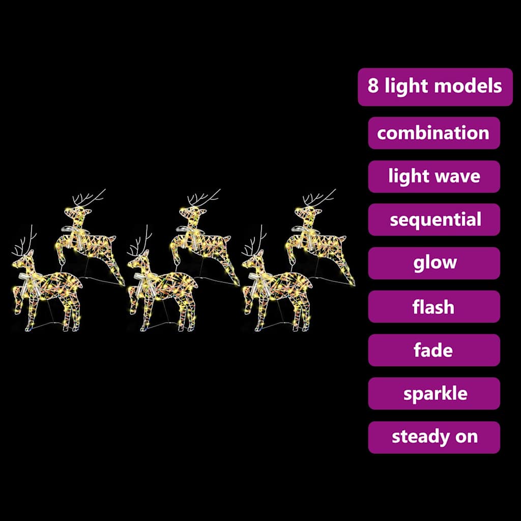 LED Reindeers 6 pcs 180 LEDs Multicoulur 44 x 18 x 65.5 cm PET