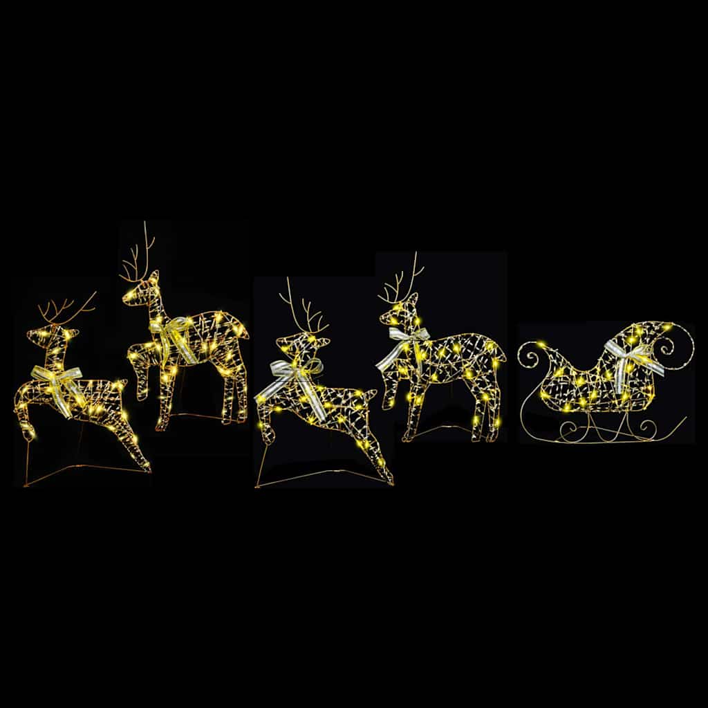 LED Reindeers 5 pcs 40 LEDs Gold 44 x 18 x 65.5 cm PET