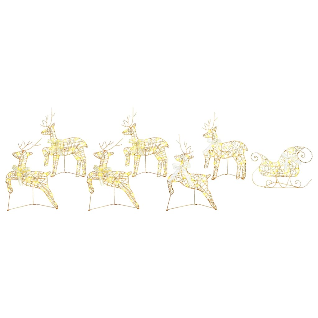 LED Reindeers 7 pcs 40 LEDs Gold 44 x 18 x 65.5 cm PET