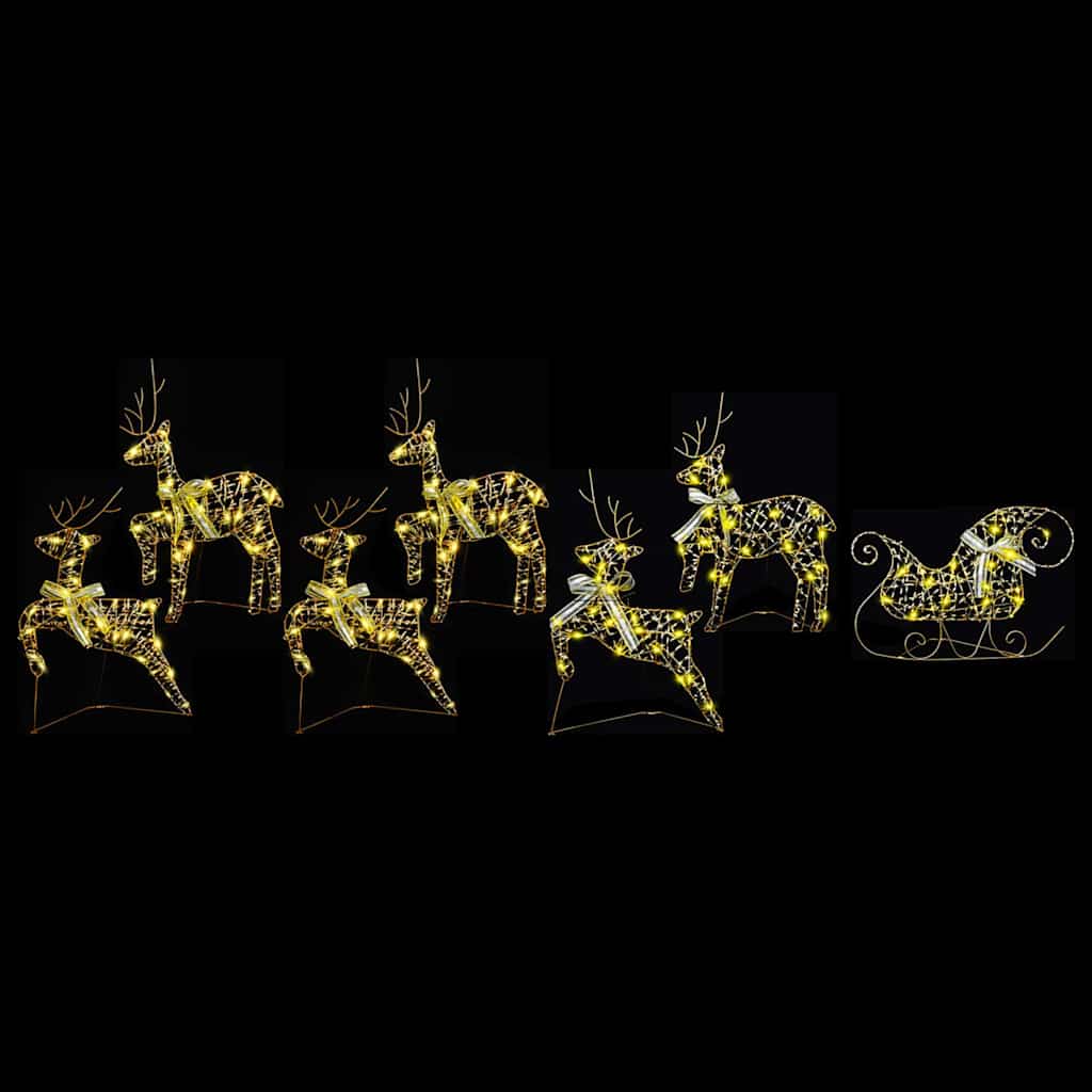LED Reindeers 7 pcs 40 LEDs Gold 44 x 18 x 65.5 cm PET